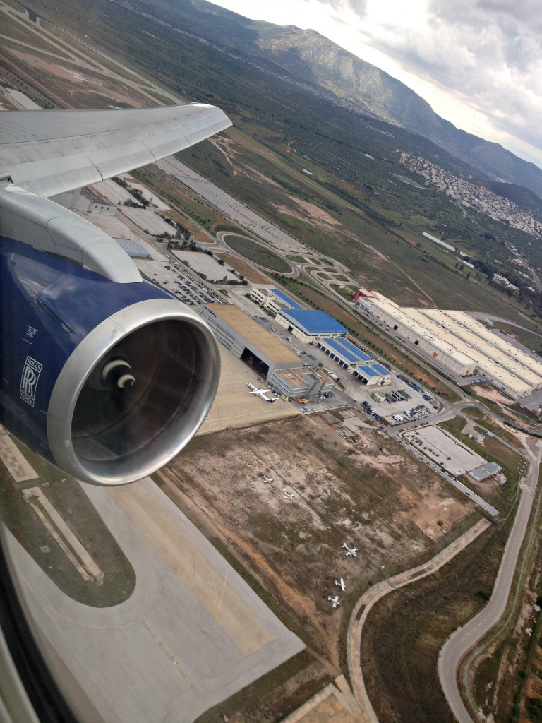 80 pairs of shoes up in the air with british airways athens to lhr athens airport aerial view