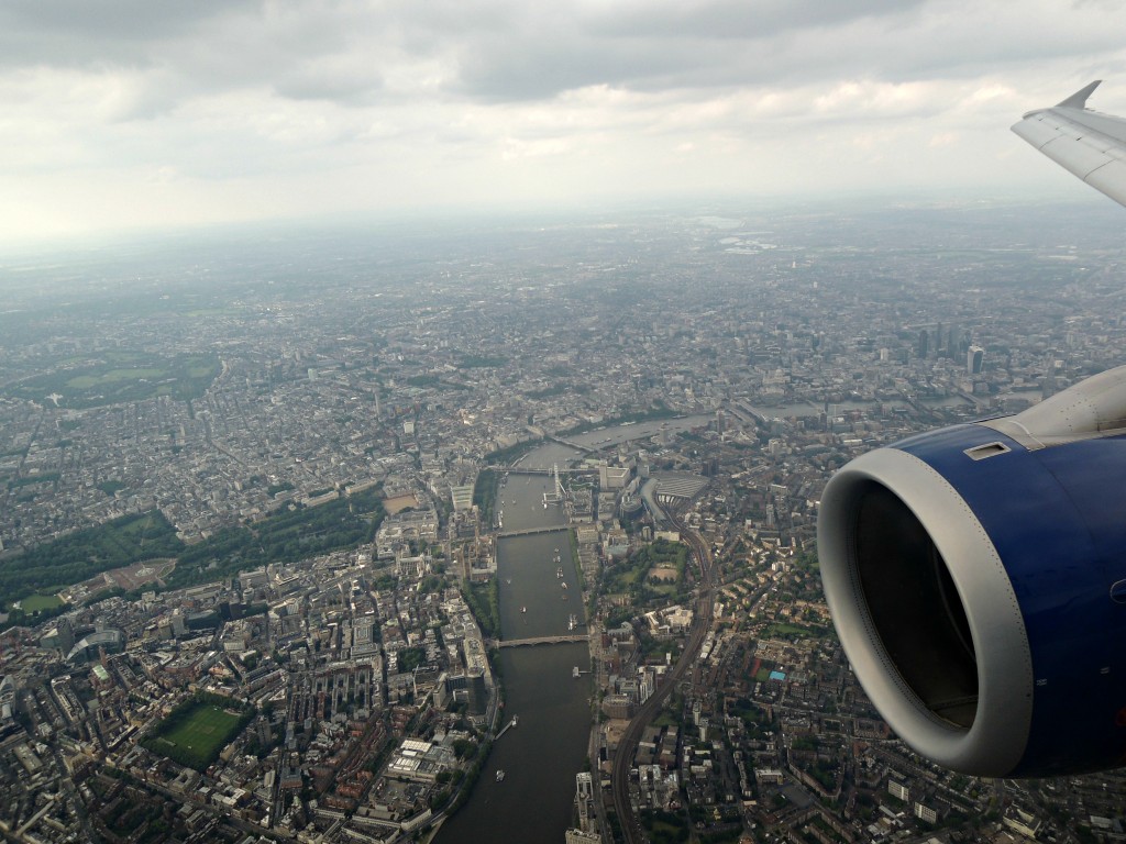 80 pairs of shoes up in the air with british airways cdg to lhr aerial view of london thames